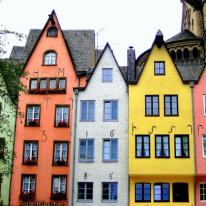 Köln, Deutschland Bunte Gebäude Horizontale Blanko Grußkarten Set, Kartenset, Blankokarten, Deutsche Geschenke, Deutsche Karten, Deutschland Foto