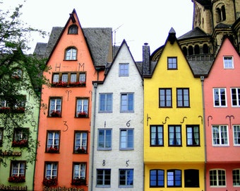 Cologne, Germany Colorful Buildings Horizontal Blank Greeting Card Set, Set of Cards, Blank Cards, German Gifts, German Cards, Germany Photo