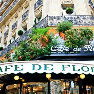 Cafe de Flore Balcony Storefront Paris Photo Print, Paris Wall Art, Cafe Art, Coffee Shop Photography, Parisian Cafe Photography, Cafe Photo