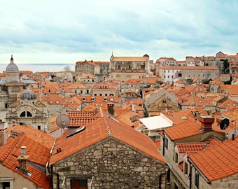 Red Roof Tops Dubrovnik, Croatia Old Town Photograph Print. Dubrovnik Photography, Croatia Wall Art, Adriatic Sea, Architectural Photography