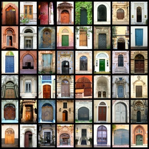 Fotografía de puertas Collage Fotografía Impresión, Fotografía de puertas, Arte de pared de puertas, Impresión de fotografías. Arte de pared grande, decoración del hogar de la puerta, foto de la puerta