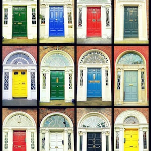 Door Photography. Dublin Doors Irish Doors. Georgian Doors. Photo Collage Colorful Print. Ireland. Wall Art Home Decor. AirBnB Wall Decor