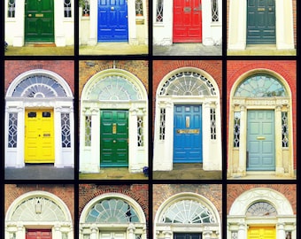 Door Photography. Dublin Doors Irish Doors. Georgian Doors. Photo Collage Colorful Print. Ireland. Wall Art Home Decor. AirBnB Wall Decor