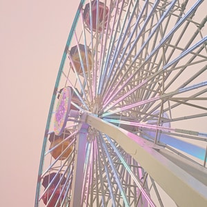 Santa Monica Pier Ferris Wheel Photo Print,  Los Angeles California Photography, Pastels, Pink Purple, L.A. Photography, Nursery, Girls Room