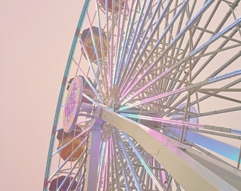 Santa Monica Pier Ferris Wheel Photo Print,  Los Angeles California Photography, Pastels, Pink Purple, L.A. Photography, Nursery, Girls Room