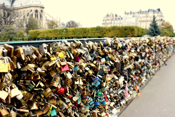 Paris Love Locks Photo Print Love Bridge Padlocks Pont De Etsy