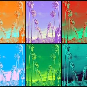 Pop Art Palm Tree Photo Print, Palm Tree Collage, Pop Art California Photography, Colorful Wall Art, Palm Tree Wall Art, Office Decor