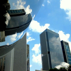 Chicago Bean and Frank Gehry Photograph. Downtown Chicago Photo. Clouds Blue Skies. Urban Art. Urban Architecture. City Art. Buildings. Gift