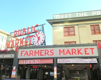 Seattle Pike Place Market Photograph Print. Public Market Seattle. Farmer's Market. Seattle Photography. Kitchen Decor. Birthday Gift Pike's