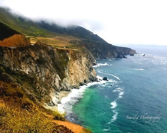 Big Sur, California Coast Beach Photography Photo Print. Pacific Ocean. Landscape California Airbnb Wall Art, Bixby Creek Bridge, Home Decor