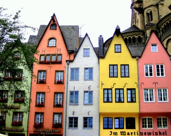 Cologne, Germany Colorful Buildings Photo Print, Fairy Tale Houses, Cologne Photography Cologne Photo Colorful Buildings Wall Art, Kids Room