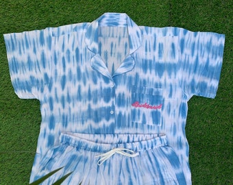 Pigiama Tie Dye, Tie Dye Pjs, Set PJ Cotone, Set damigella d'onore Tie Dye PJ, Top e corto Tie Dye, Pigiama da damigella d'onore, Set Pantaloni Tie Dye