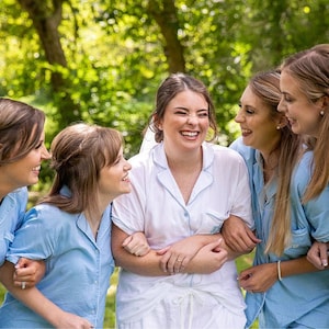 Bridesmaid Pajama Set, Bridesmaid Pajama, Bridesmaid Gift, Cotton PJs, Monogrammed PJs, Bridesmaid PJ set, Light Blue Pajamas, Dusty Blue PJ