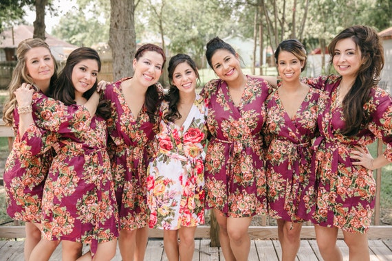 burgundy bridesmaid robe