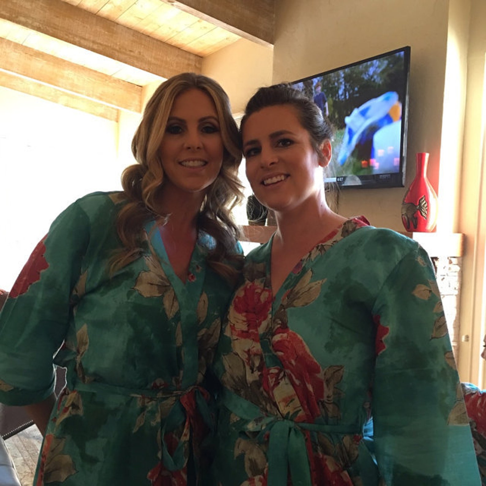 Coded14 Teal Bridesmaid Robes Teal Robes Teal Floral Etsy