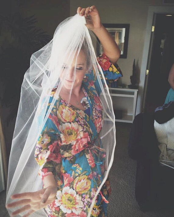 light blue floral bridesmaid robes
