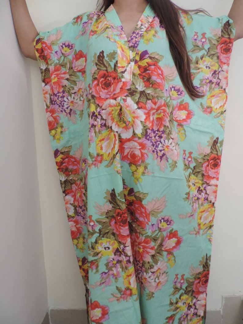 Floral Kaftan Caftan Kaftan Mint Kaftan Long Kaftan Spa Etsy