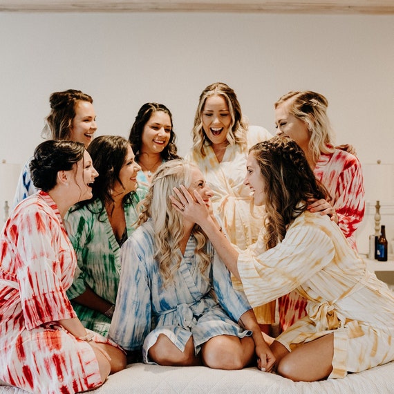 Tie Dye Robe Bridesmaids Gift Getting Ready Robes Bridal Etsy