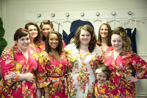 plus size floral bridesmaid robes