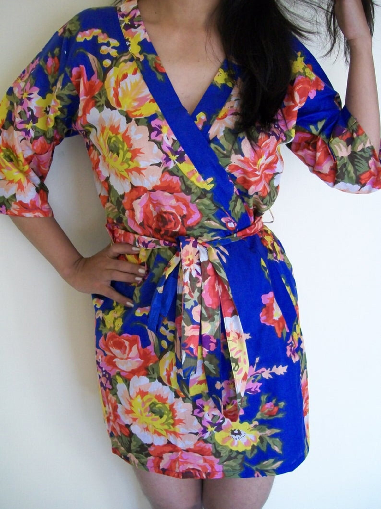 CodeA5 Royal Blue Bridesmaid Robes Blue Floral Robe Royal Etsy