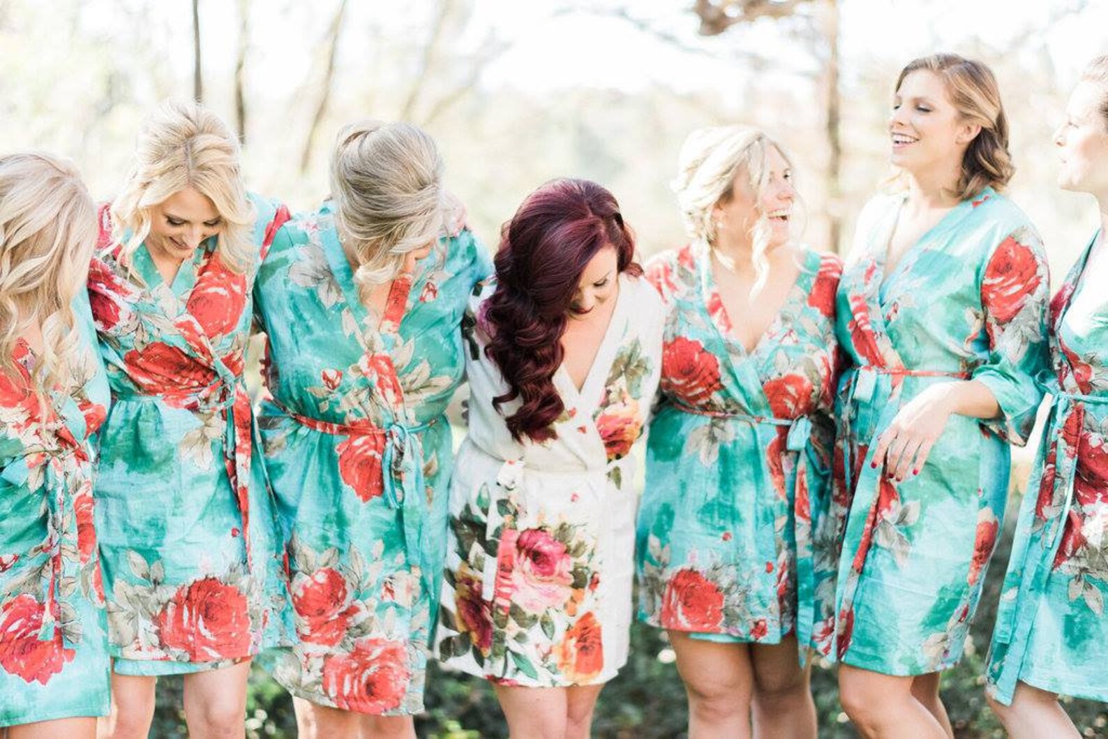 Coded14 Teal Bridesmaid Robes Teal Robes Teal Floral Etsy