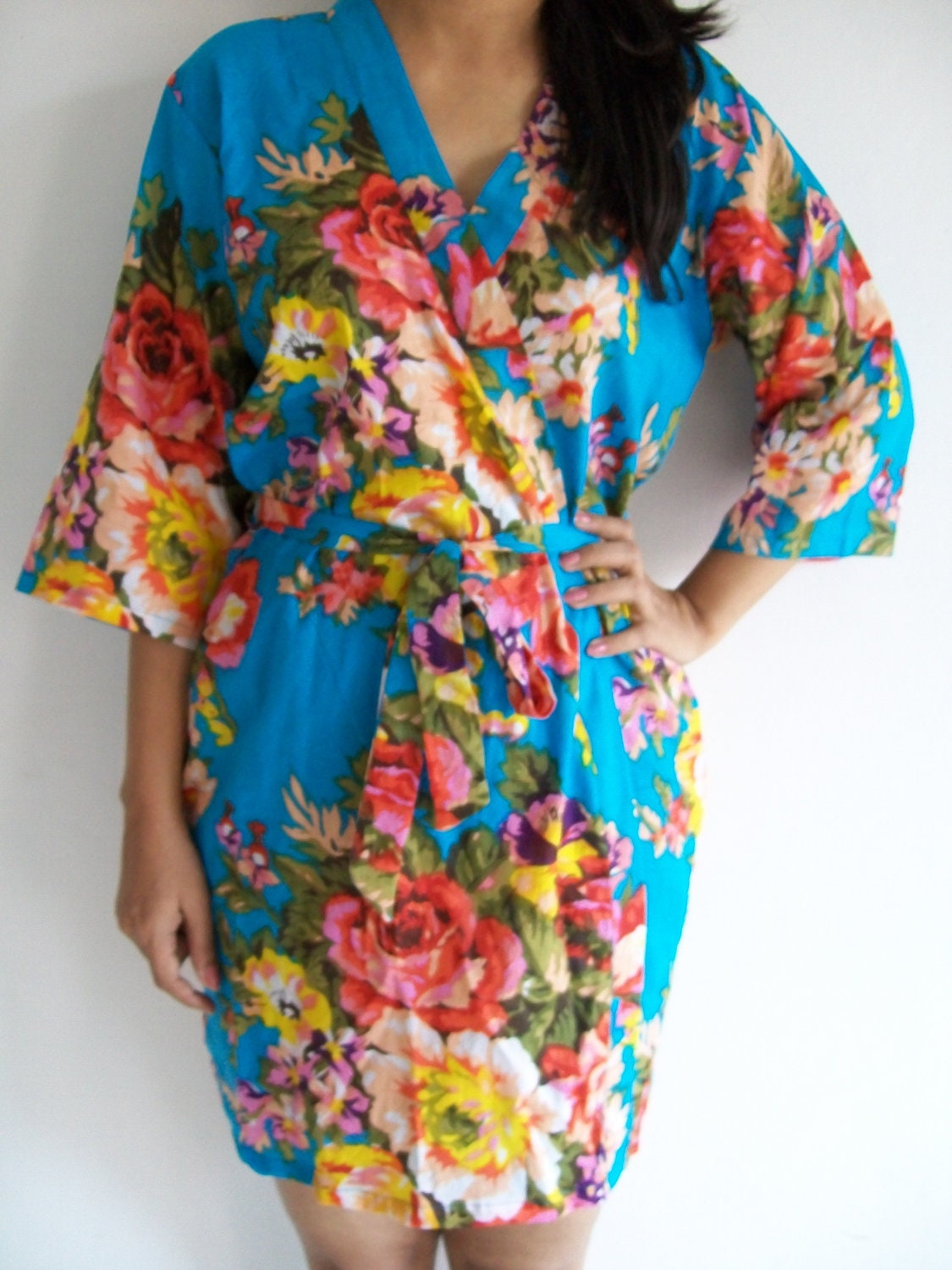 CodeA6 Light Blue Bridesmaid Robe Light Blue Floral Robe Etsy