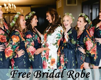 Bridesmaid Robes, Bridesmaid Gift, Bridesmaids Robe, Floral Bridesmaid Robes, Getting ready Robes, Bridal shower favor, Wedding Robes, Robes
