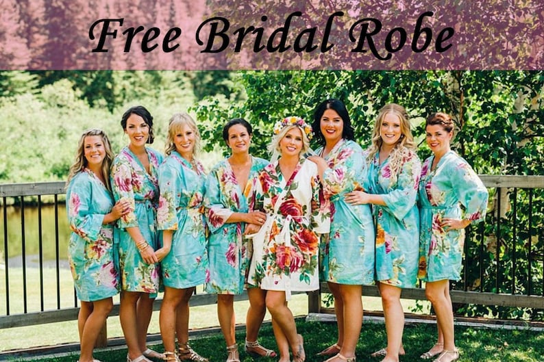 Bridesmaids gift, Floral Bridesmaid Robes, Bridal Party Robes, Bridesmaids Robes, getting ready robes, Robes, Bridesmaid floral robes, Robe image 1