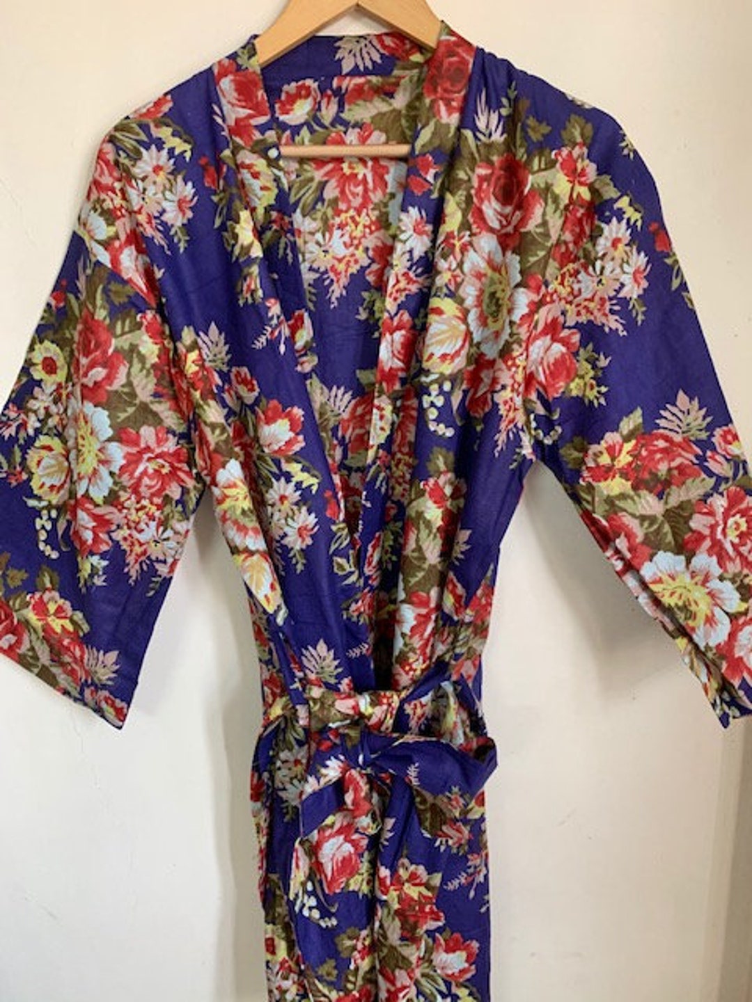 Code:b-17, Blue Floral Robe, Bridesmaids Gift, Getting Ready Robes ...