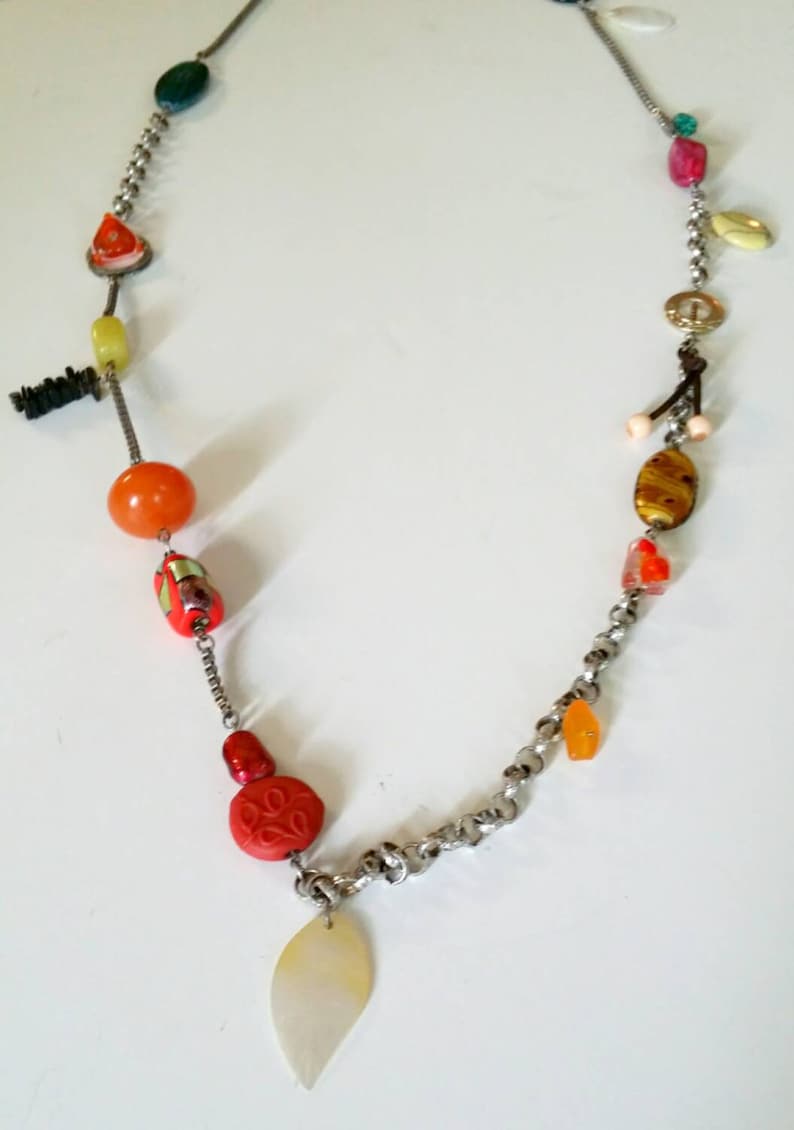 Boho Rare Necklace Vintage Chico's Glass Bead Shell Etsy