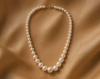 1940's 22in Mikimoto Akoya Pearl Necklace Vintage Sterling Silver Bow Clasp