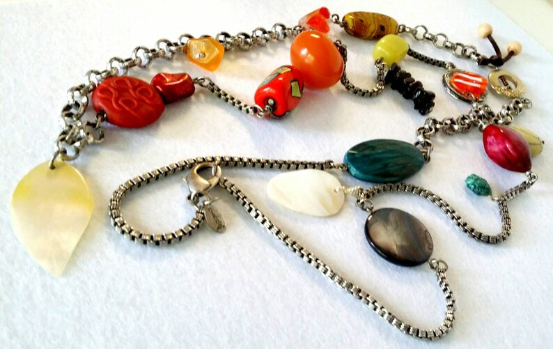 Boho Rare Necklace Vintage Chico's Glass Bead Shell Etsy