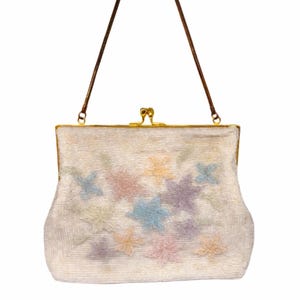 Bolso Walborg Flower Vintage con cuentas blancas y cadena