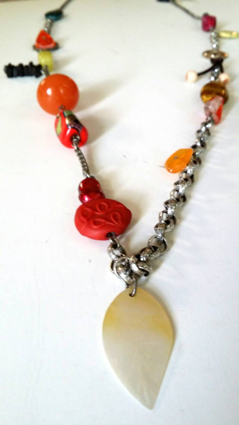 Boho Rare Necklace Vintage Chico's Glass Bead Shell Etsy