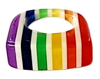 Layered Lucite Rainbow Ring Size 6 Rare 1970's