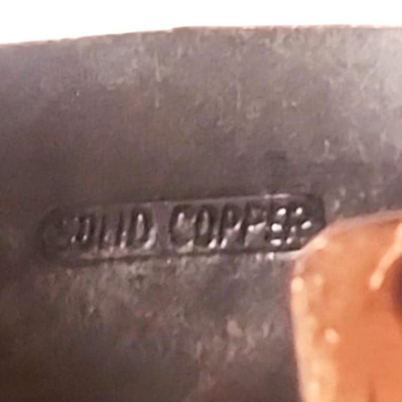 Vintage Solid Copper Open Cuff Bracelet Black Eng… - image 2