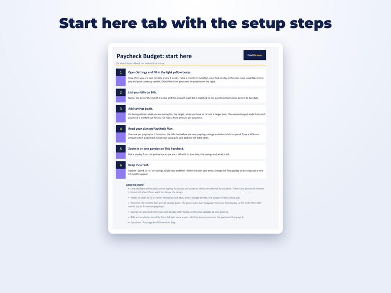 Paycheck Budget Spreadsheet page preview