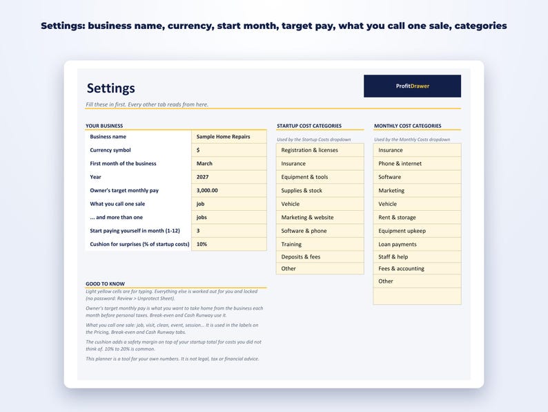 Small Business Startup Planner page preview