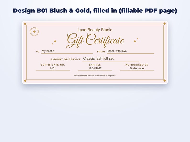 Gift Certificate Templates for Lash, Nail & Salon page preview
