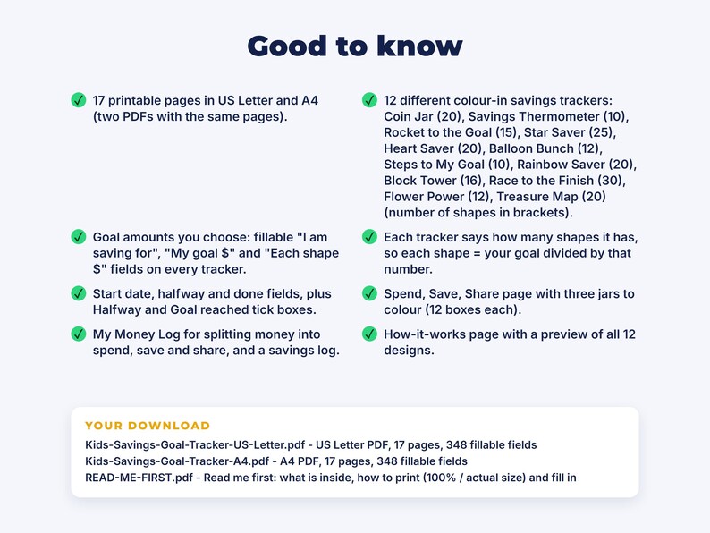 Kids Savings Goal Tracker: details