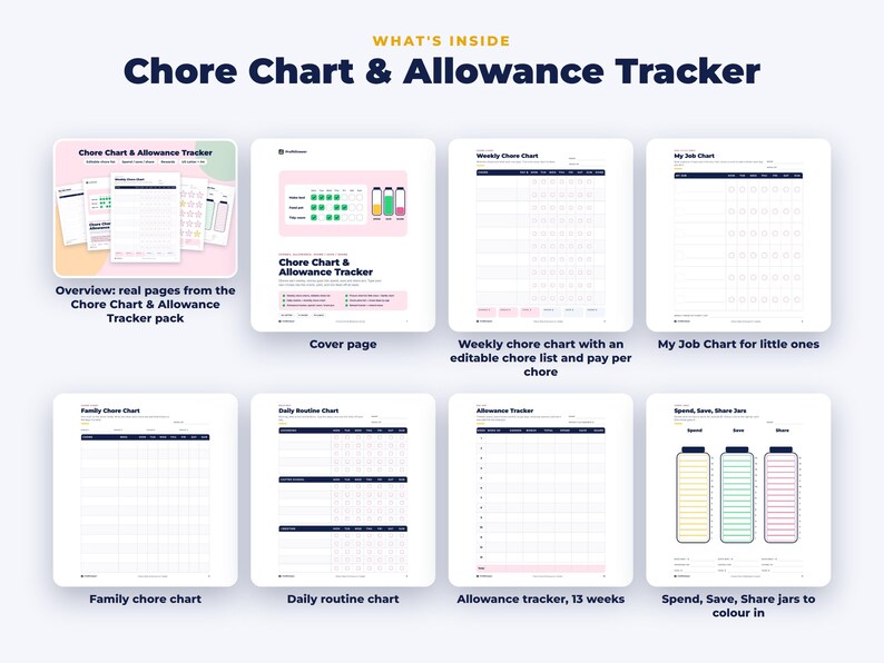 Everything included in the Chore Chart & Allowance Tracker