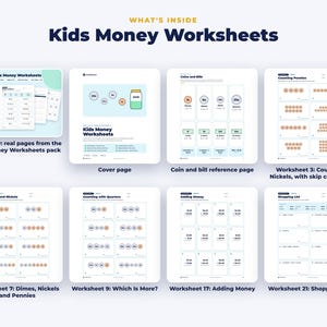 Everything included in the Kids Money Worksheets