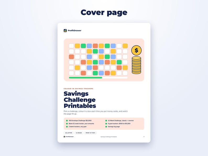 Savings Challenge Printables page preview