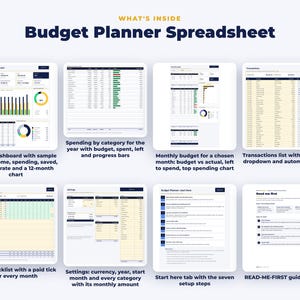 Everything included in the Budget Planner Spreadsheet