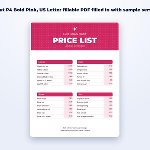 Service Price List Templates page preview