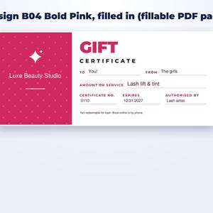 Gift Certificate Templates for Lash, Nail & Salon page preview