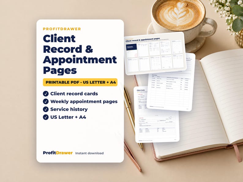 Client Record & Appointment Pages - ProfitDrawer instant download