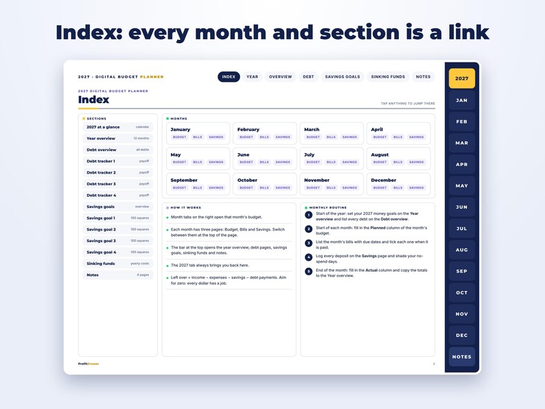 2027 Digital Budget Planner page preview