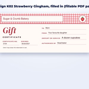 Gift Certificate Templates for Bakers & Small Shops page preview
