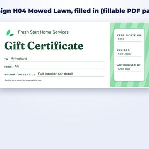 Gift Certificate Templates for Cleaning & Home Services page preview